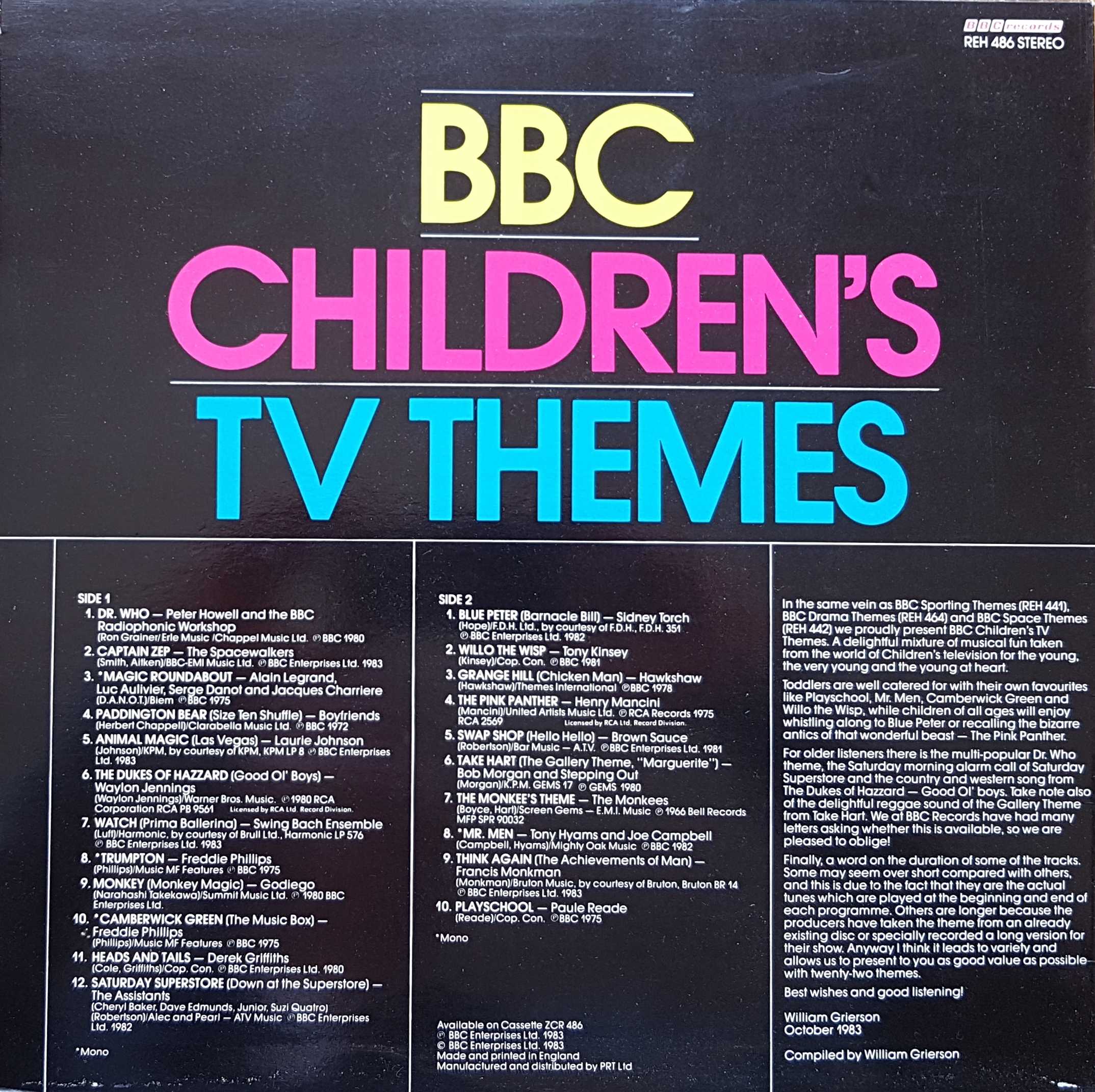 Picture of REH 486 BBC children's TV themes by artist Various from the BBC records and Tapes library